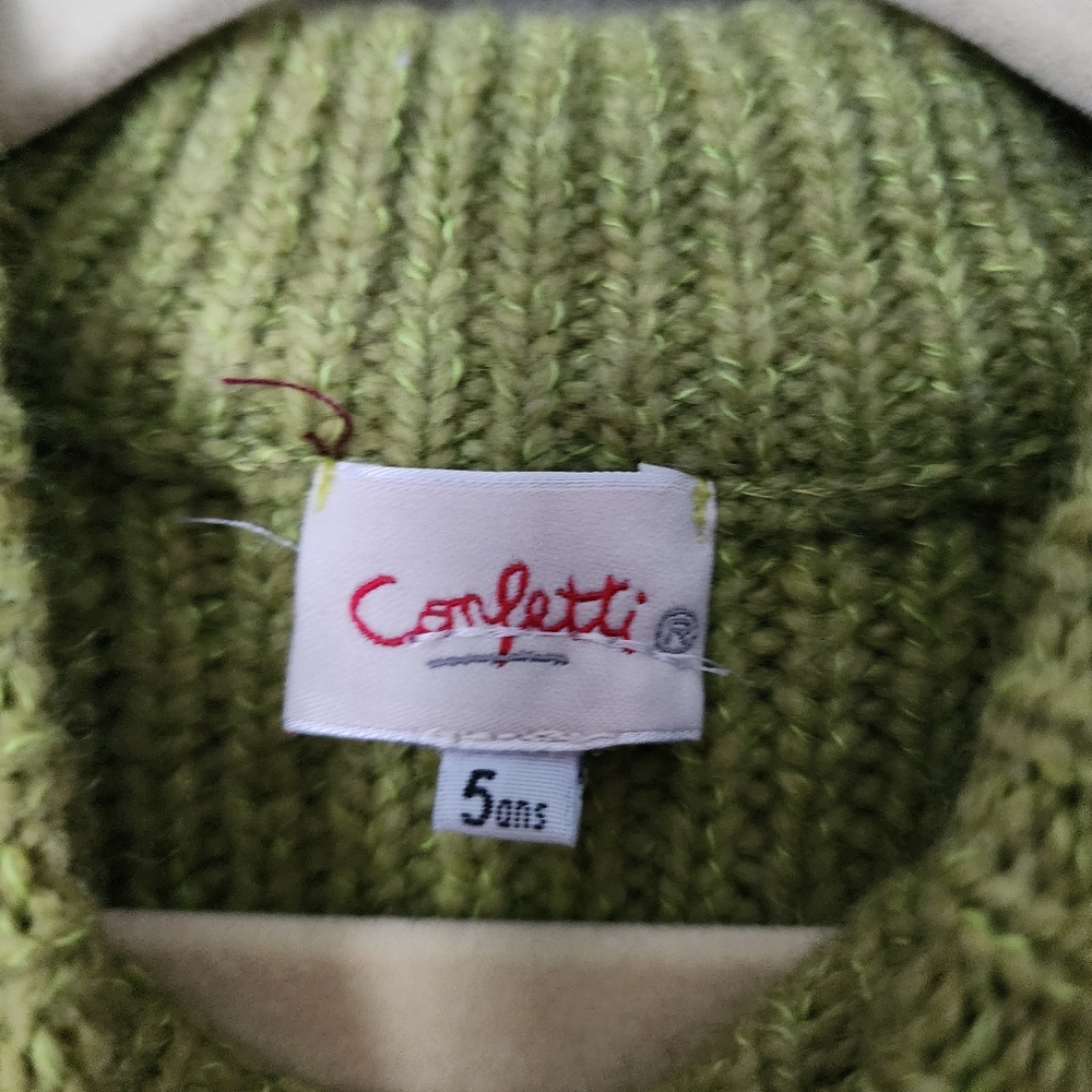 CONFETTI Kids wool‎ knit sweater in green fringe size 5 Years - Picture 5 of 7